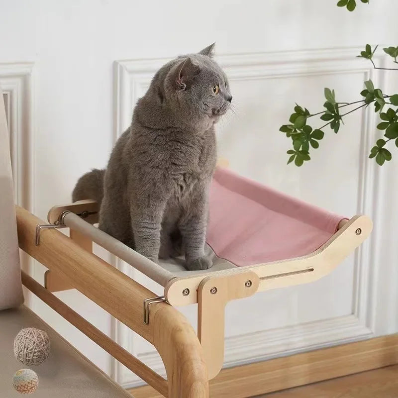 Cat Window Perch - Wooden Hanging Bed & Hammock for Cozy Sunny Seats