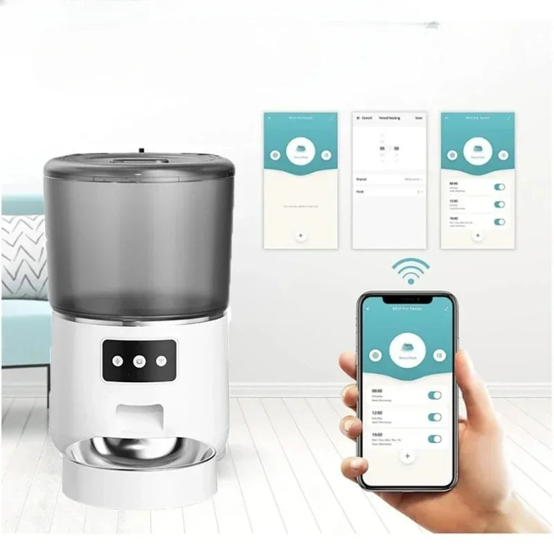 4L Automatic Smart Pet Feeder with Timer & Stainless Steel Bowl - Perfect for Cats and Dogs