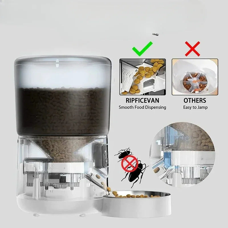 4L Automatic Smart Pet Feeder with Timer & Stainless Steel Bowl - Perfect for Cats and Dogs