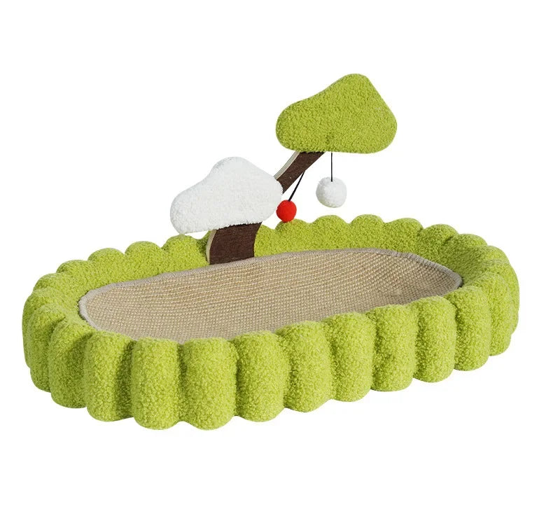 Integrated Cat Scratching Board and Nest - Large Oval Sisal Scratch-Resistant Cat Claw Bed
