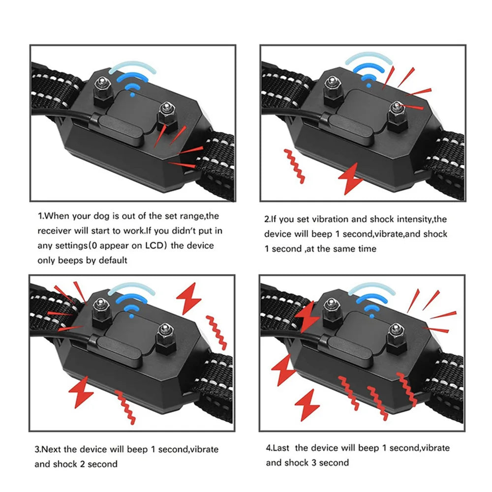 1000m GPS Dog Fence - Electric Dog Training Collar with Vibration, Sound, Shock, Rechargeable & Waterproof, 100~3280 Ft Range