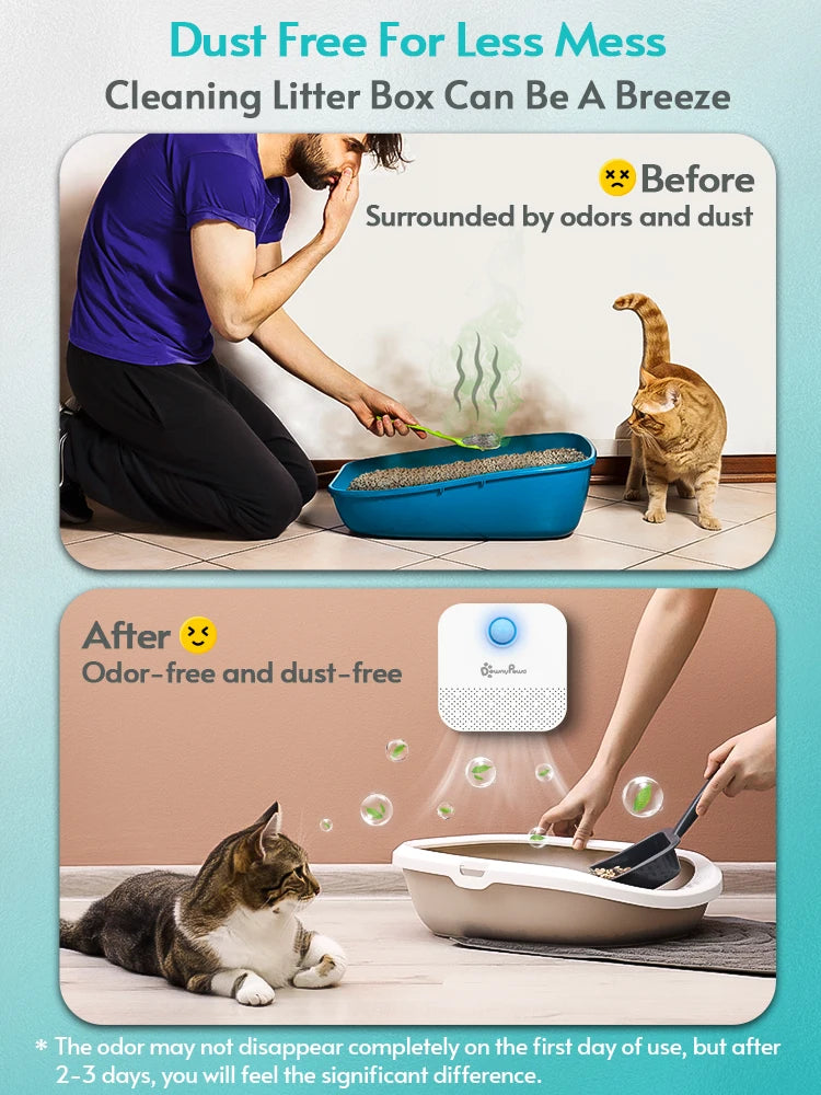 DownyPaws 2.0 Smart Pet Odor Eliminator – Advanced Cat Litter Deodorizer with Ion Decomposition Technology