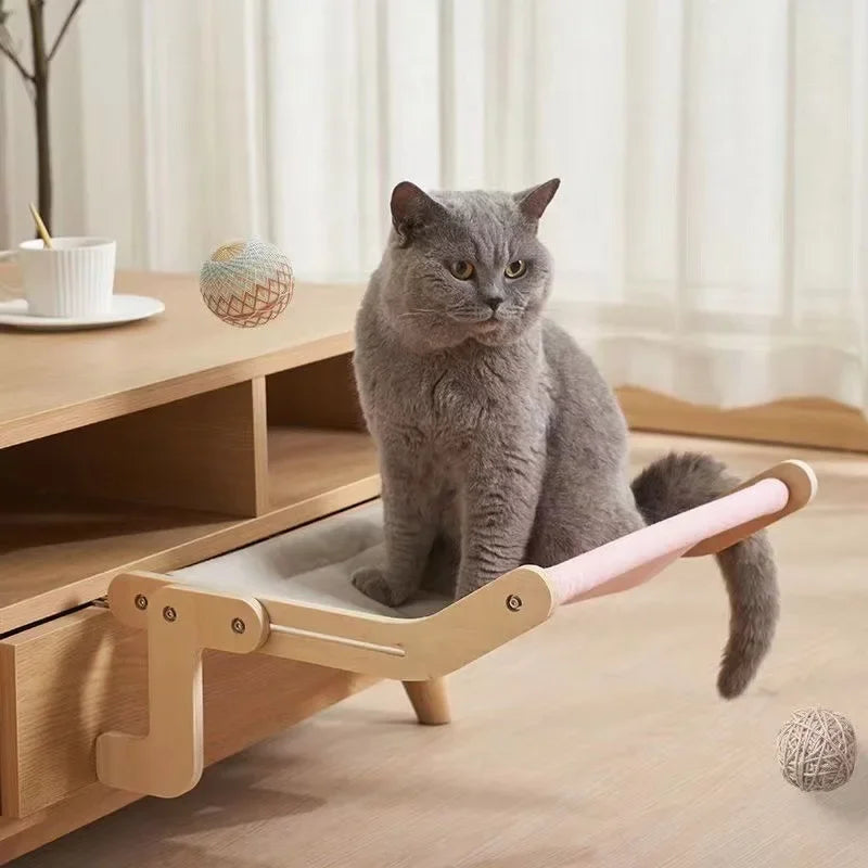 Cat Window Perch - Wooden Hanging Bed & Hammock for Cozy Sunny Seats