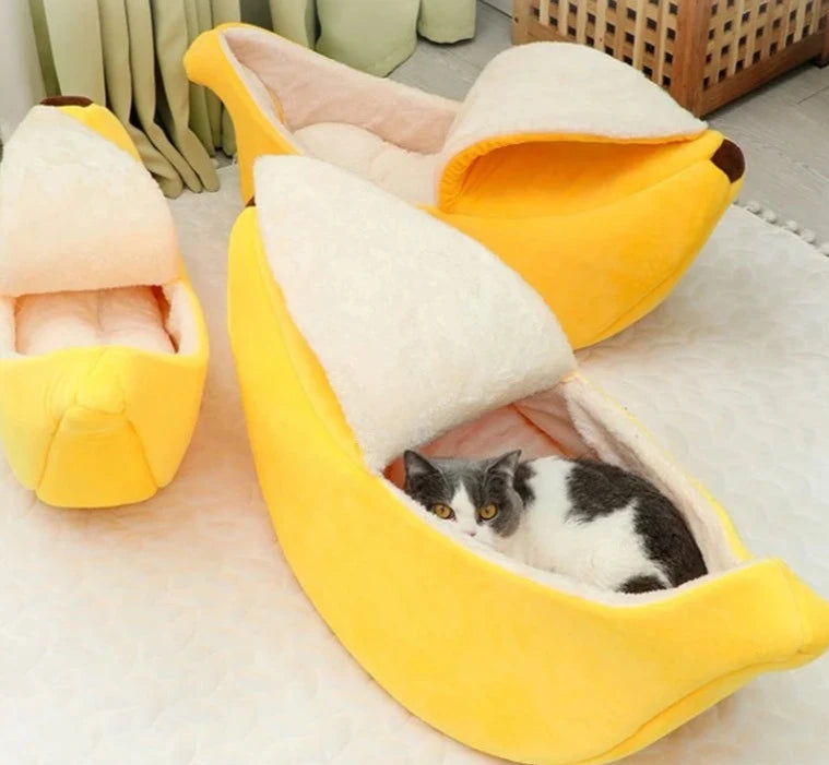 Funny Cute Cozy Banana Cat Bed House