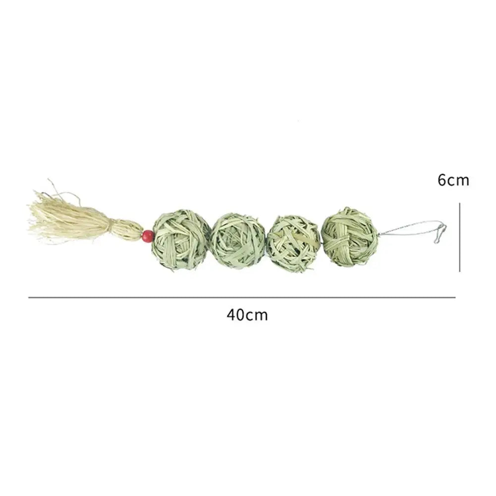 Pet Molars Toy Natural Straw Ball Hanging String