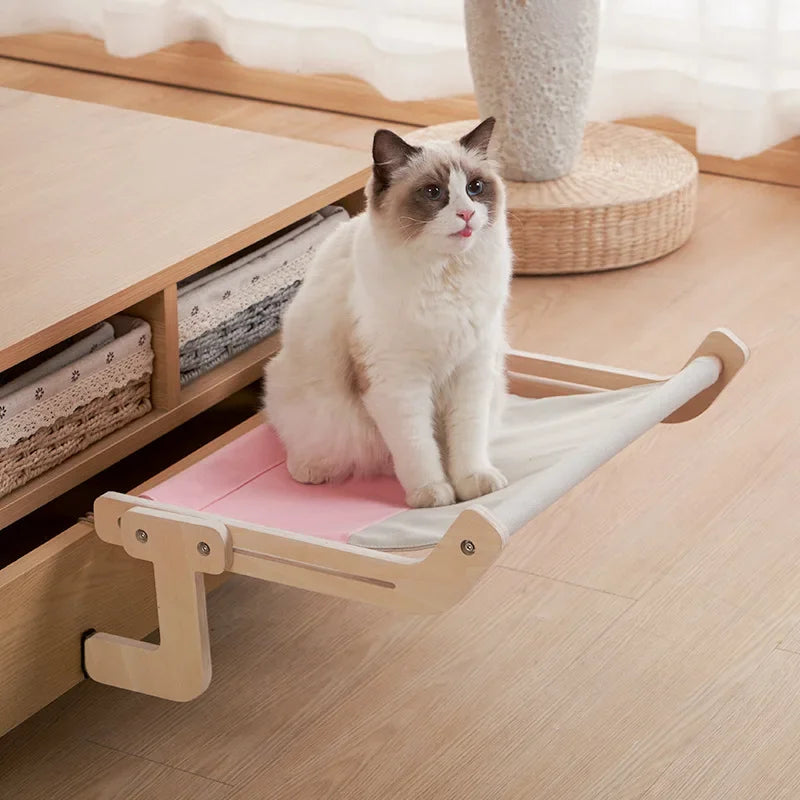 Cat Window Perch - Wooden Hanging Bed & Hammock for Cozy Sunny Seats