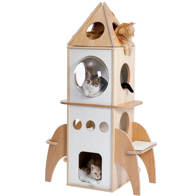 Rocket Style Condo Scratching Post Multi-level Cat Tower