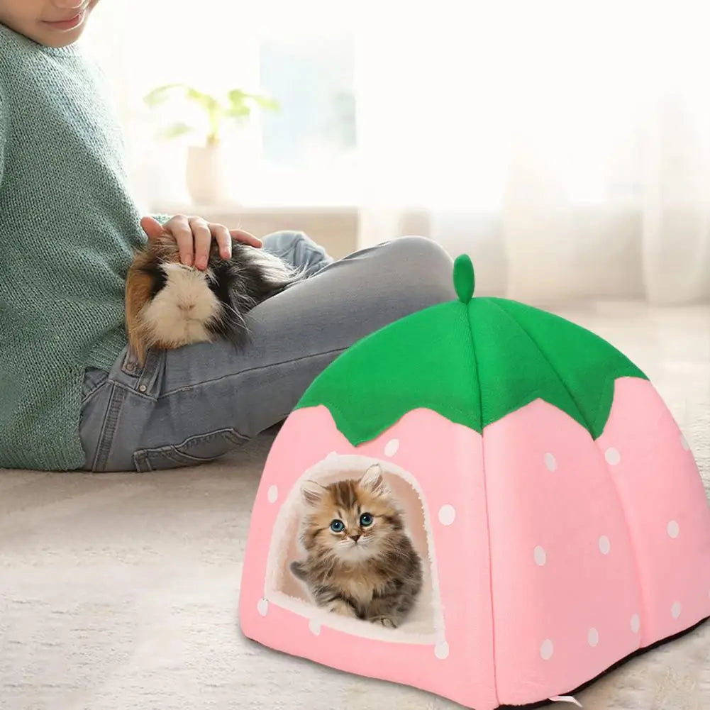 Guinea Pig Cozy Hideaway Strawberry Hut for Small Hamster