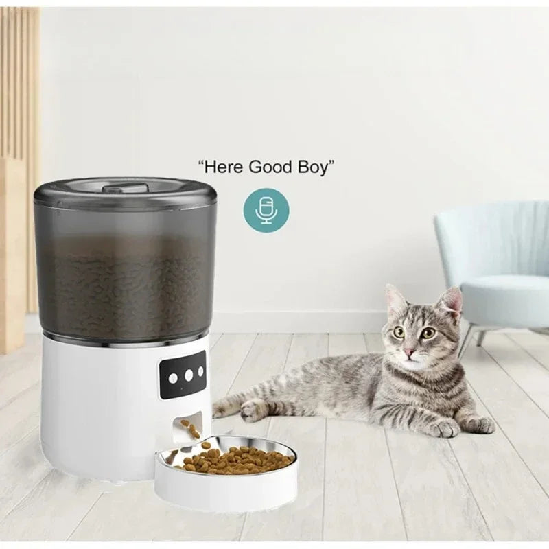 4L Automatic Smart Pet Feeder with Timer &amp; Stainless Steel Bowl - Perfect for Cats and Dogs