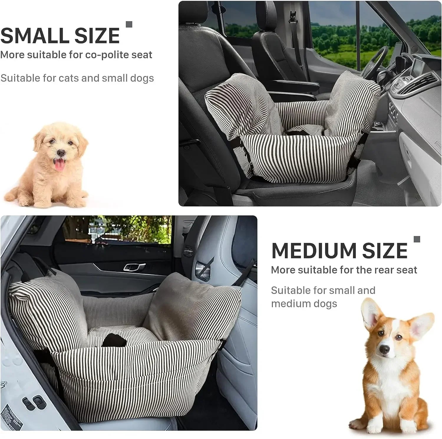 2-in-1 Dog Car Seat and Bed for Small Dogs and Cats Under 40 lbs - Booster Seat for Car and Home