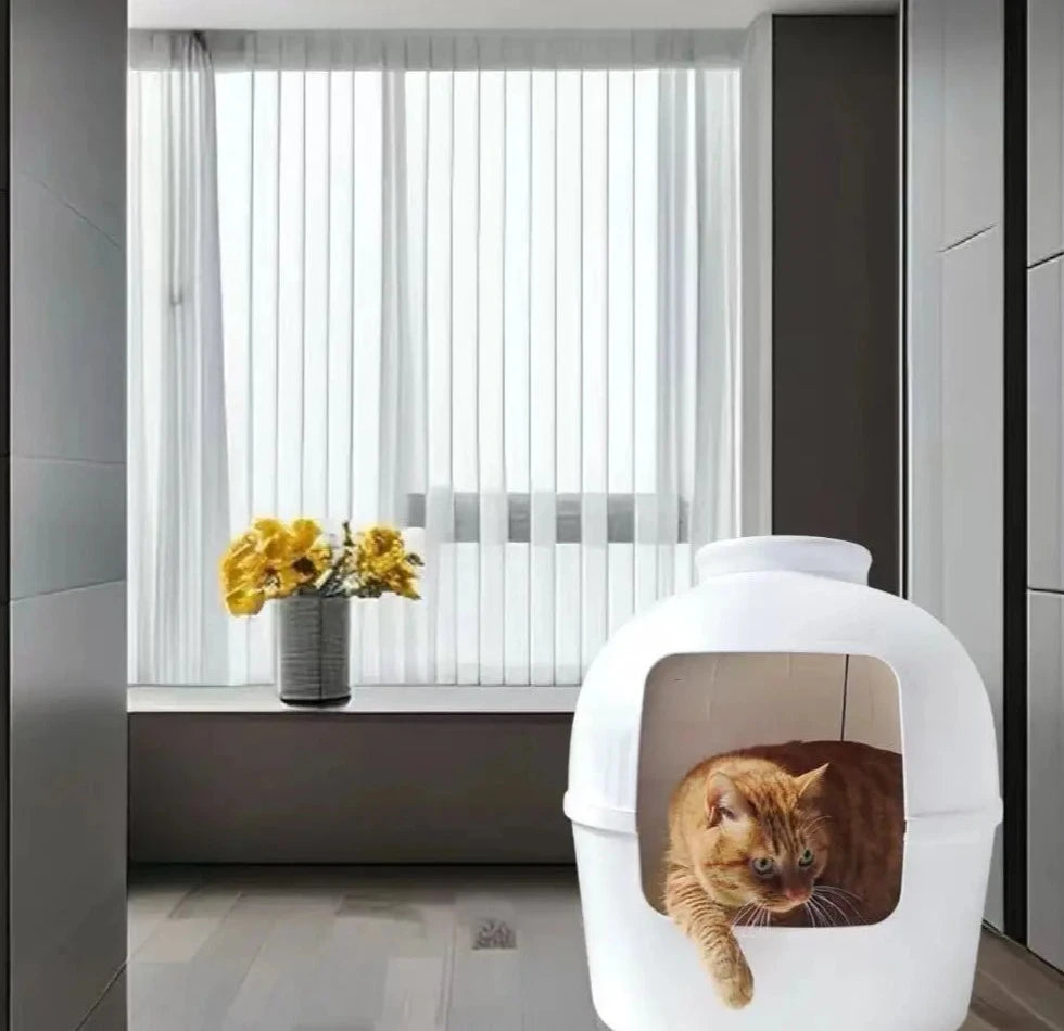 Semi Enclosed Cat Litter Box with Large Space for Ventilation