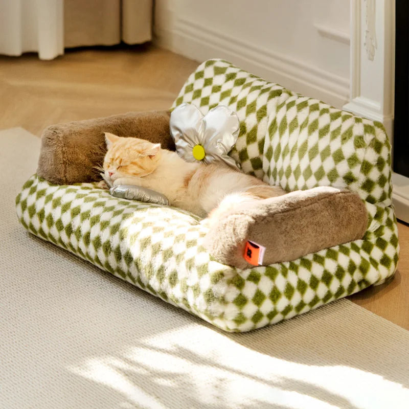 Detachable Washable Kitten Kennel Plush Bed Sofa for Cats