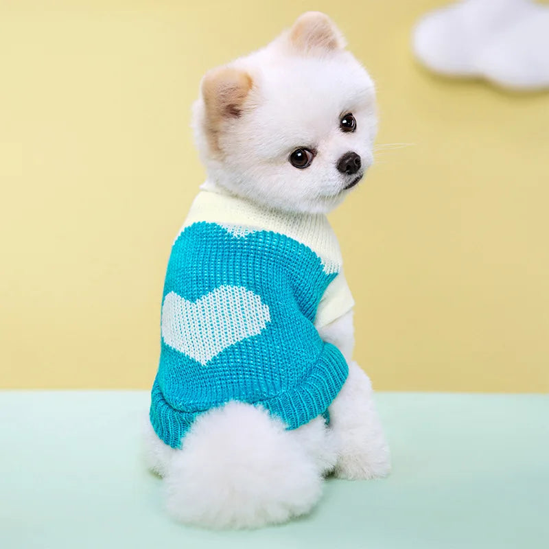 Cozy Autumn Winter Knitted Sweater for Small Pets - Soft Turtleneck Warm Clothes for Small Dogs, Cats, and Rabbits