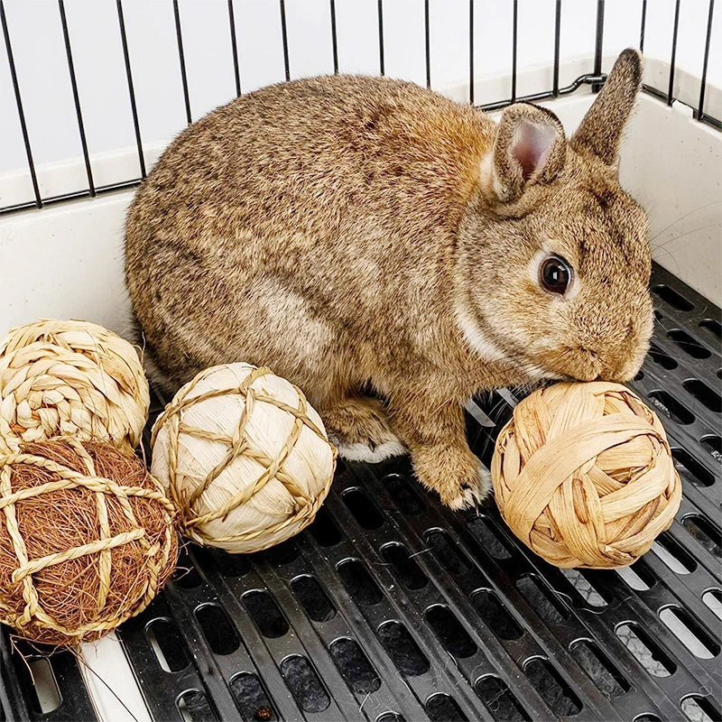 Rabbit Hamster Guinea Pigs Natural Hand-Woven Straw Ball