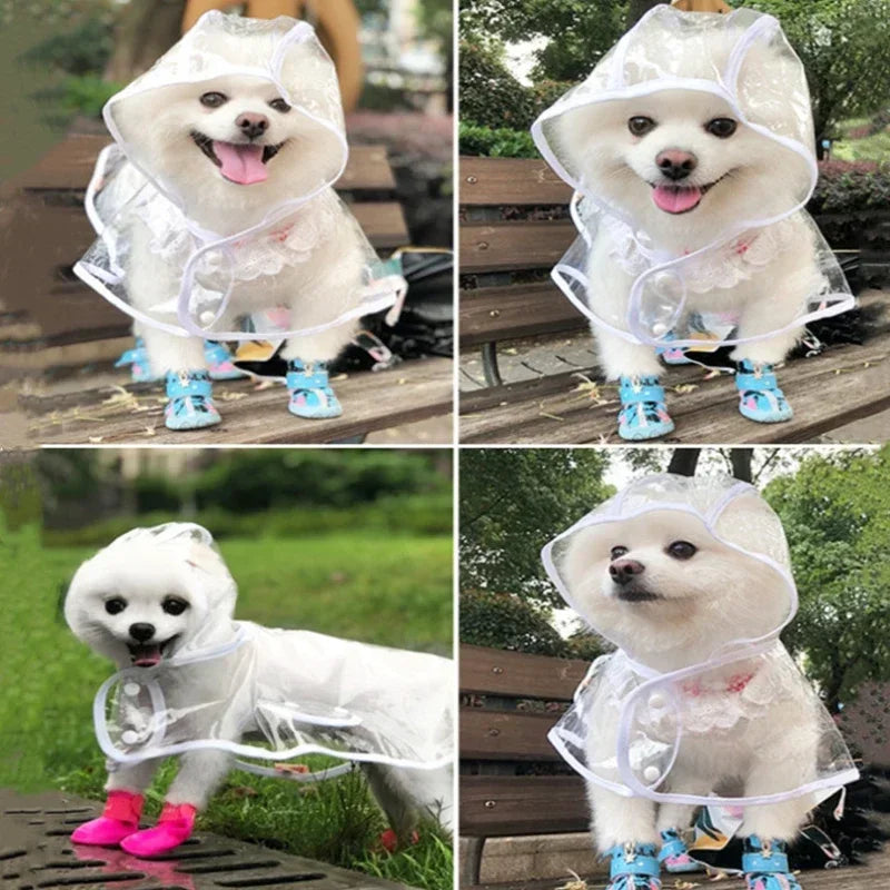 Clear Waterproof Pet Raincoat - Rain Jacket for Small and Medium Dogs, Teddy, Shiba, and More