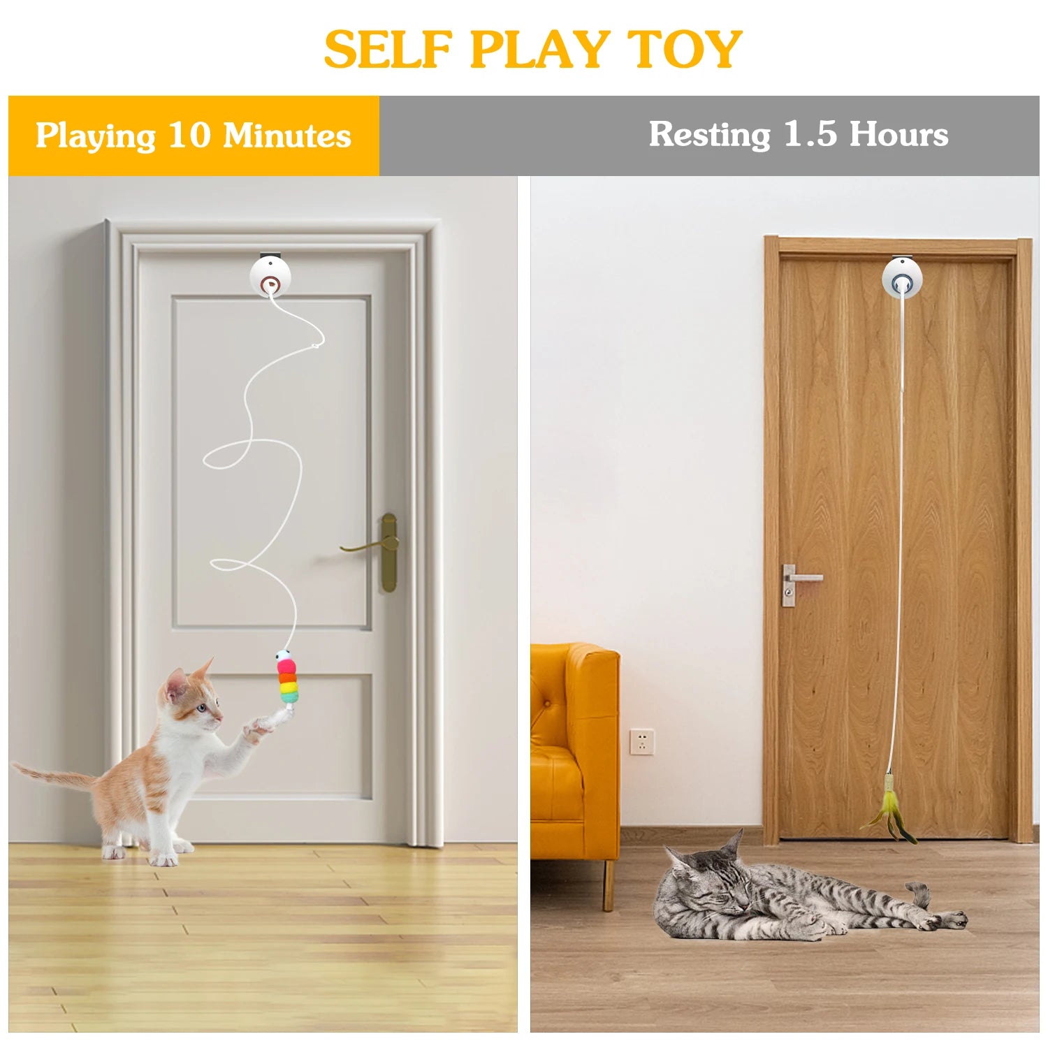 Interactive Hanging Electric Feather Toy - Automatic Teaser for Indoor Cats and Kittens