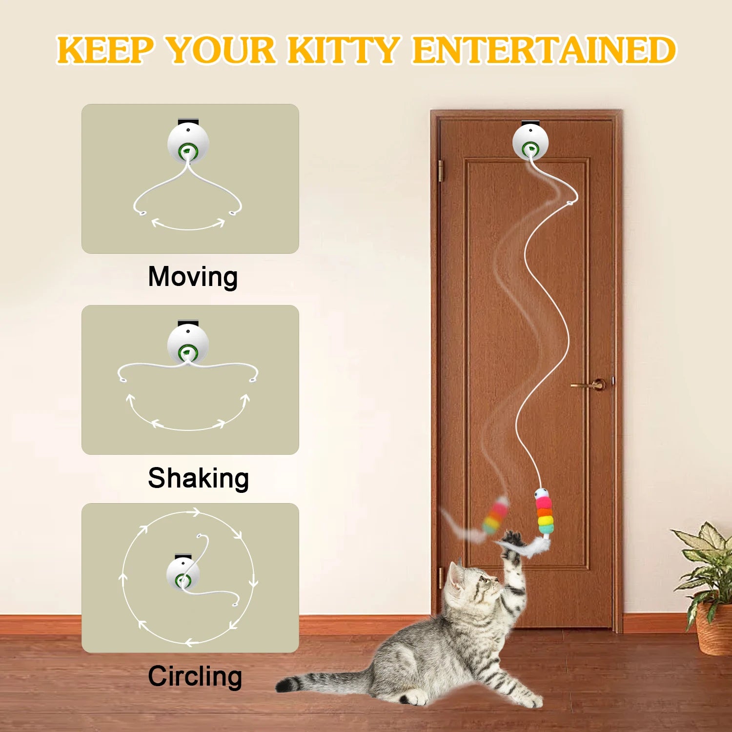 Interactive Hanging Electric Feather Toy - Automatic Teaser for Indoor Cats and Kittens