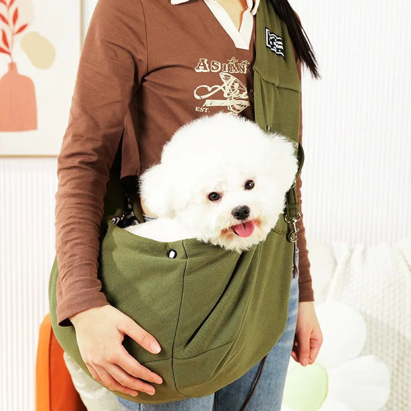 Comfortable Pet Sling Carrier Bag - Crossbody Shoulder Bag for Outdoor Travel with Cats and Dogs