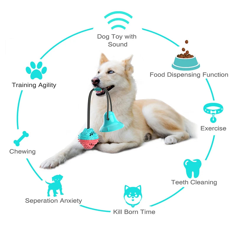 Interactive Suction Cup Dog Toy: Slow Feeder &amp; Chew Ball for Large Dogs