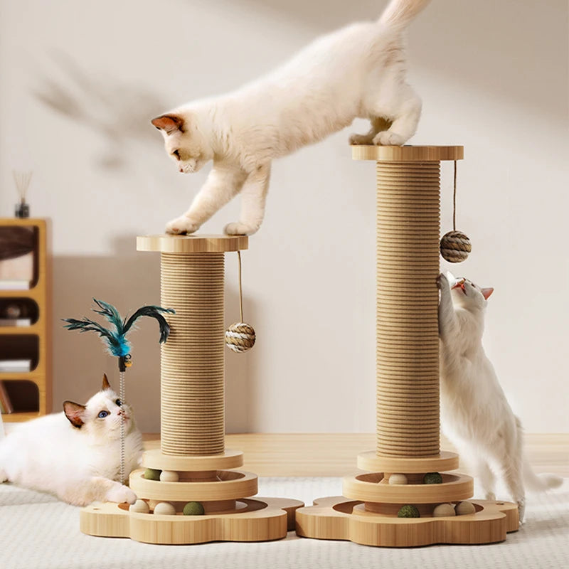 Solid Wood Turntable Funny Cat Scrapers Tower