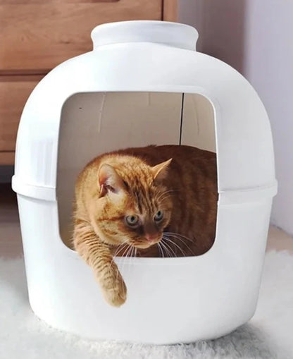 Semi Enclosed Cat Litter Box with Large Space for Ventilation