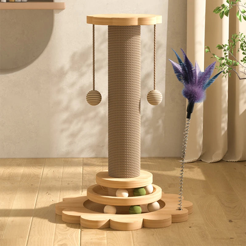 Solid Wood Turntable Funny Cat Scrapers Tower