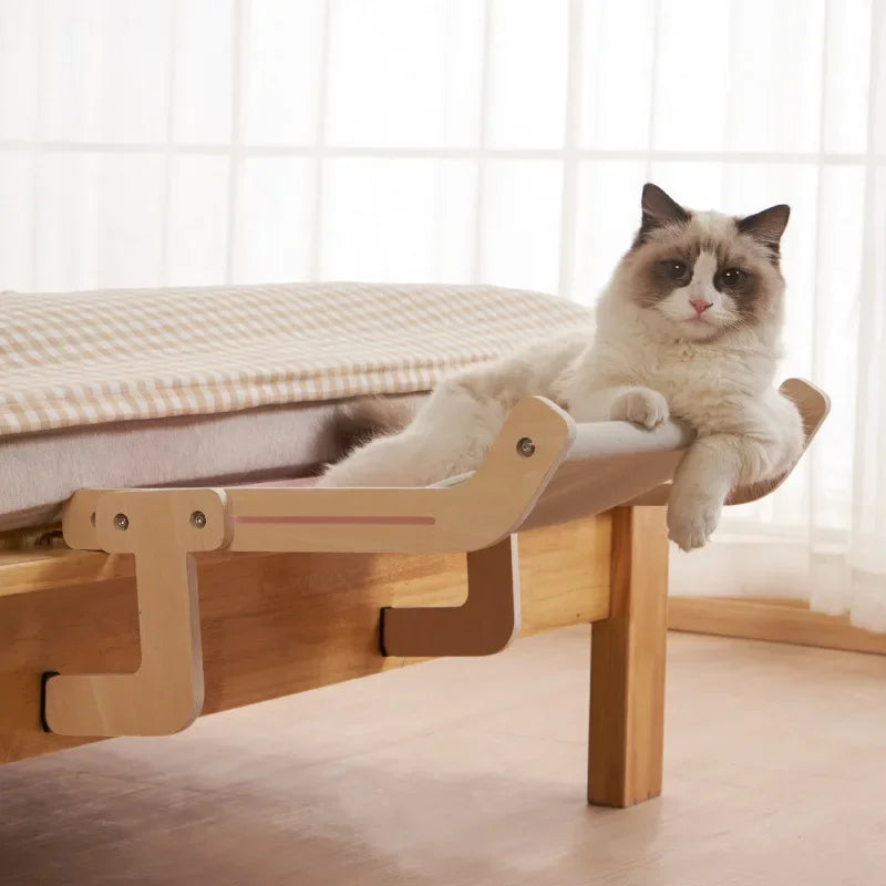 Cat Window Perch - Wooden Hanging Bed &amp; Hammock for Cozy Sunny Seats