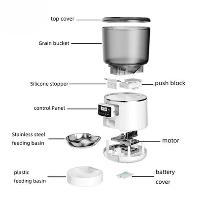 4L Automatic Smart Pet Feeder with Timer &amp; Stainless Steel Bowl - Perfect for Cats and Dogs