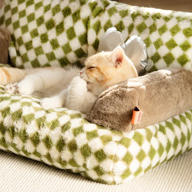 Detachable Washable Kitten Kennel Plush Bed Sofa for Cats