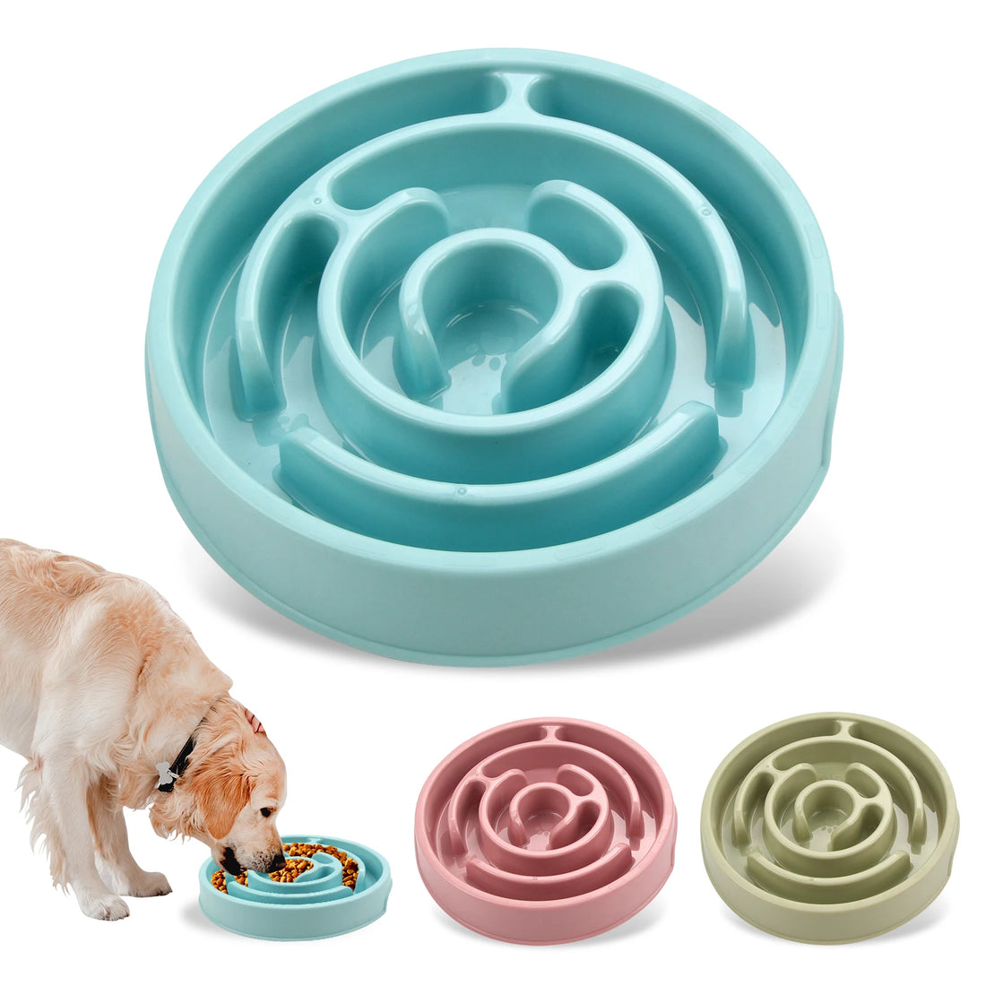 Fun Non-Slip Slow Feeder Bowl - Anti-Gulping Food Dish for Large, Medium, and Small Dogs