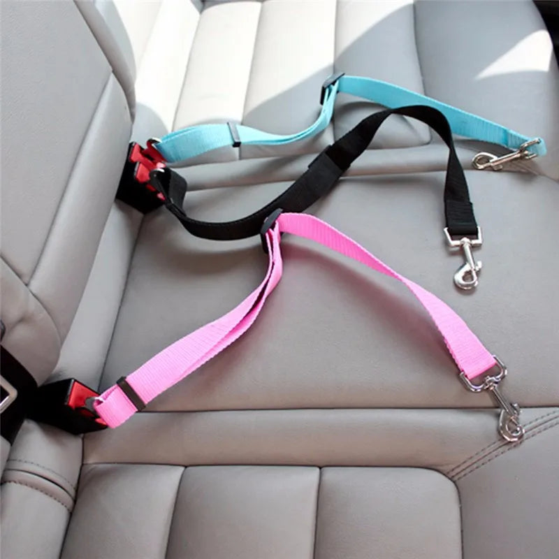 Adjustable Dog Car Seat Belt - Safety Protector Travel Harness with Breakaway Leash for Pets