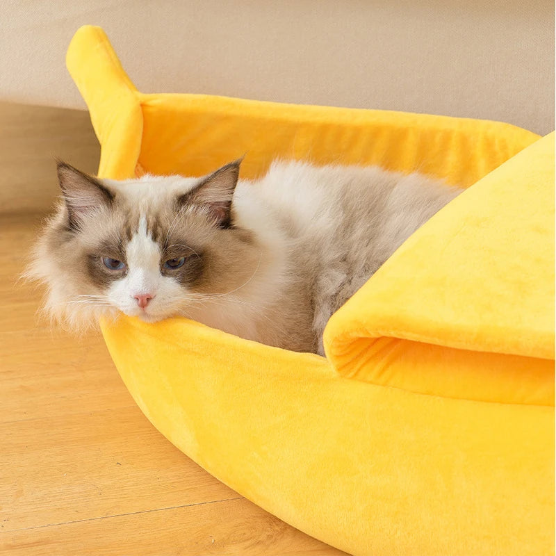 Funny Cute Cozy Banana Cat Bed House