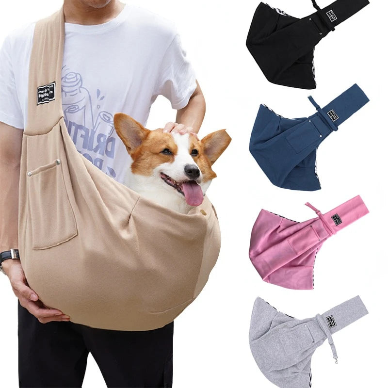 Comfortable Pet Sling Carrier Bag - Crossbody Shoulder Bag for Outdoor Travel with Cats and Dogs