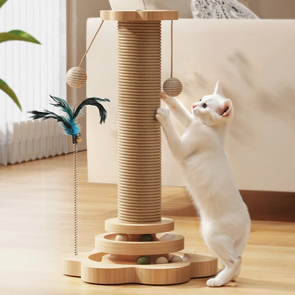 Solid Wood Turntable Funny Cat Scrapers Tower