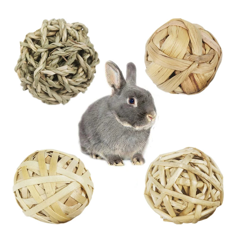 Rabbit Hamster Guinea Pigs Natural Hand-Woven Straw Ball