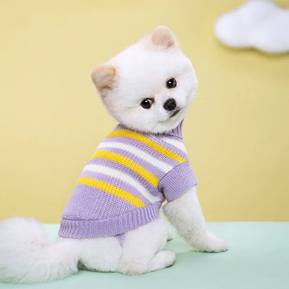 Cozy Autumn Winter Knitted Sweater for Small Pets - Soft Turtleneck Warm Clothes for Small Dogs, Cats, and Rabbits