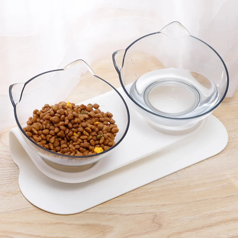 Non-Slip Double Cat Bowl With Inclination Stand