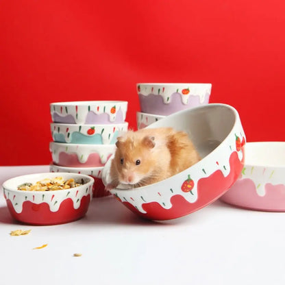 Lovely Cartoon Ceramic Feeding Drinkware Hamster Bowl