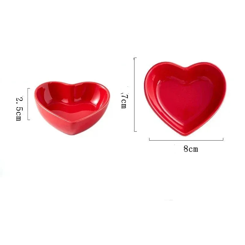 Colorful Heart Shape Ceramic Plate Hamster Feeding Bowl