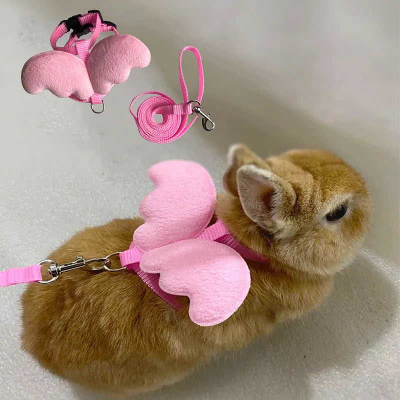 Cute Angel Wing Pet Harness and Leash for Cats Rabbits