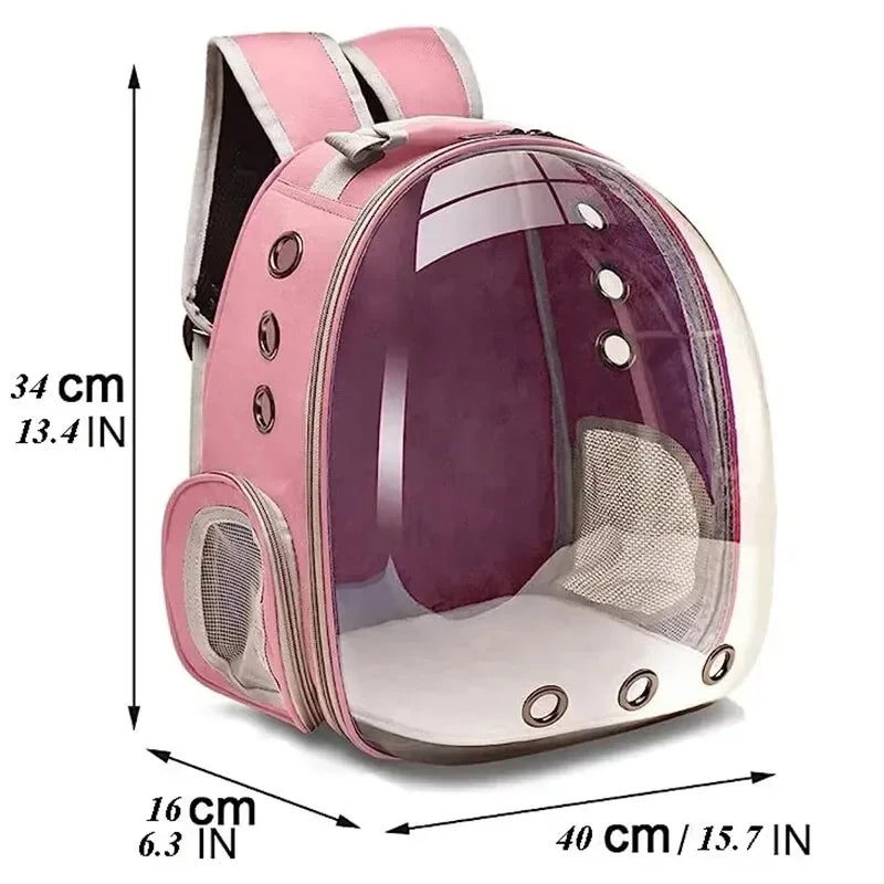 Pet Carrying Backpack with Transparent Ventilated Bubble