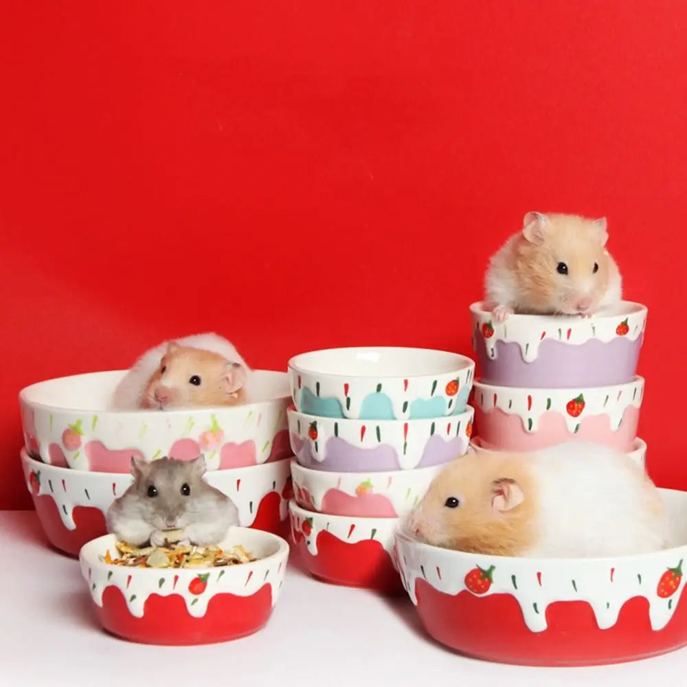 Lovely Cartoon Ceramic Feeding Drinkware Hamster Bowl