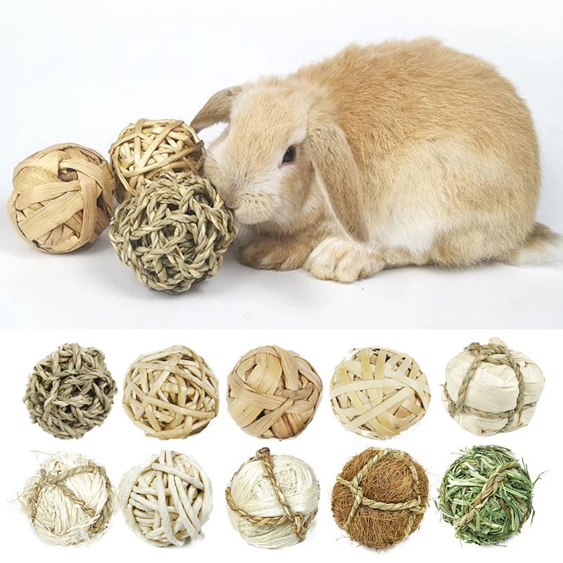 Rabbit Hamster Guinea Pigs Natural Hand-Woven Straw Ball